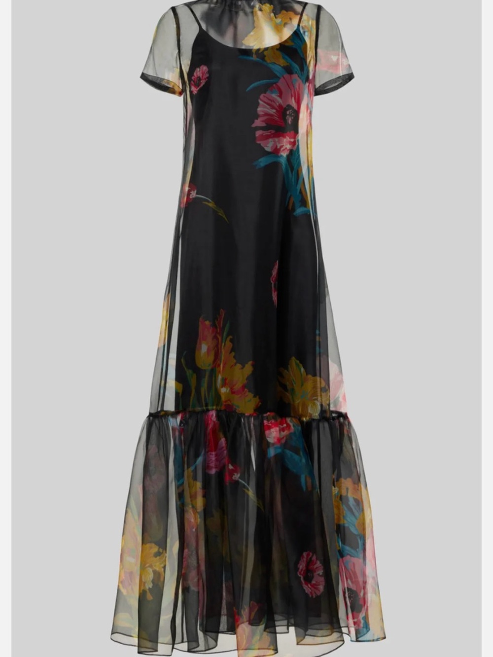 NWT STAUD Calluna Organza Neck Tie Gown Dress Designer Sheer Floral Small - Picture 6 of 6
